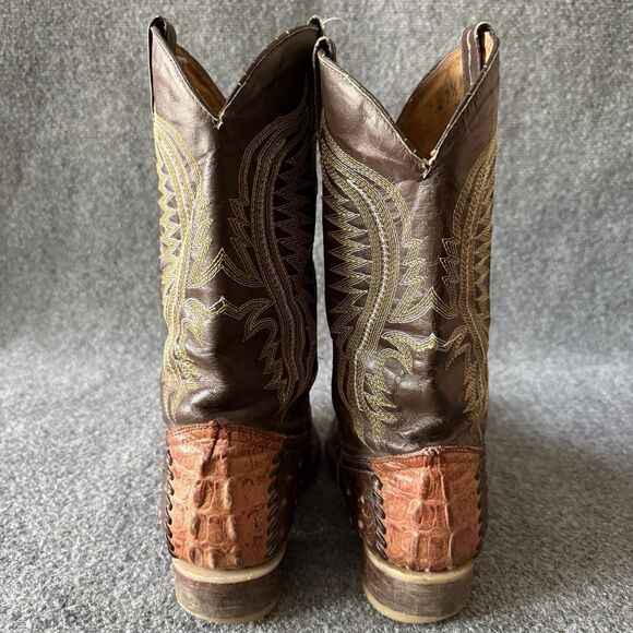 VTG Magana Mexican Tribal Cowboy Boots Caiman Tail Full Quill Ostrich Men’s 8.5 main image 5